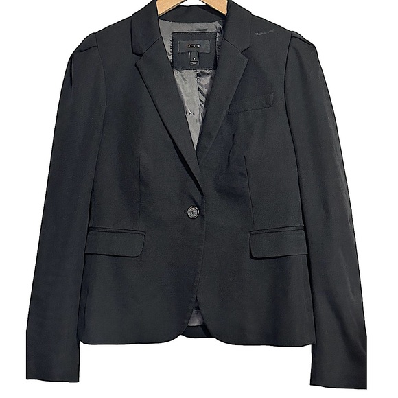 J Crew Black All Season Cotton Bi-Stretch  One Button Closure Blazer Jacket - Picture 12 of 13